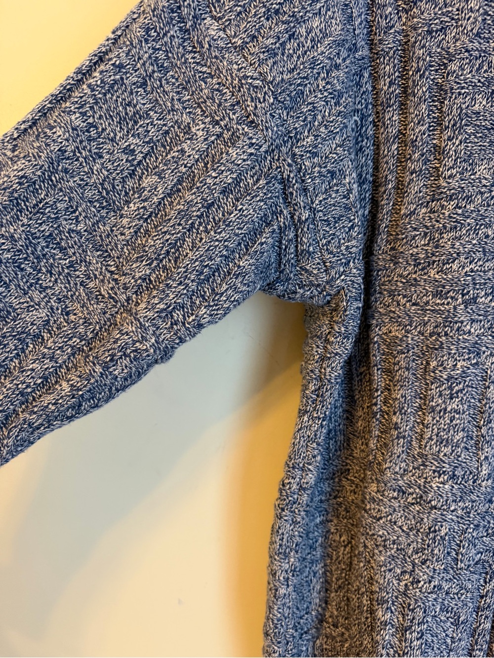 Eddie Bauer Vtg 90s Blue Mock Neck Sweater Large Textured Minimalist Tech Preppy - Picture 2 of 6